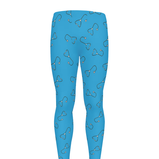 Blue Stethoscope Pattern Print Men's leggings