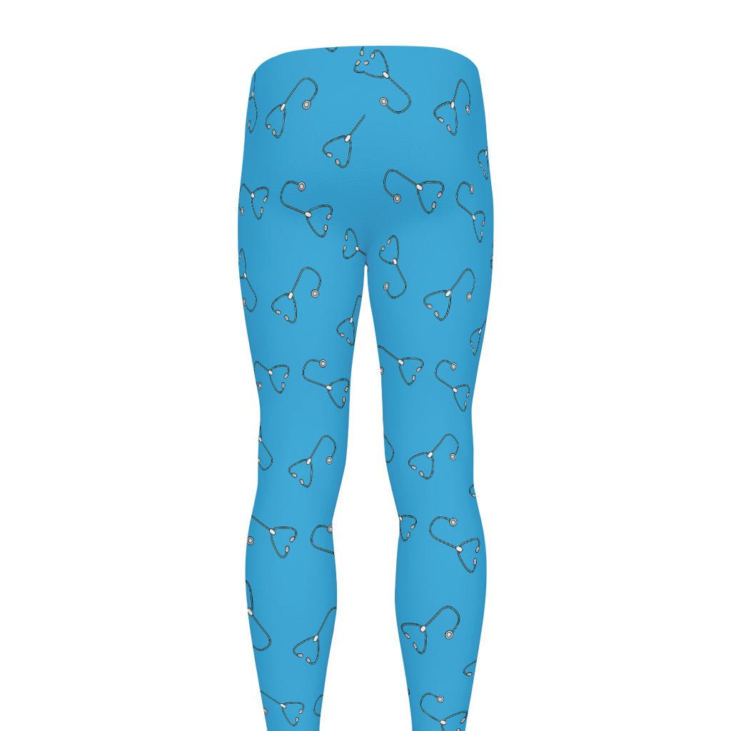 Blue Stethoscope Pattern Print Men's leggings