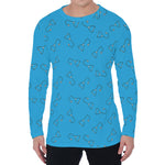 Blue Stethoscope Pattern Print Men's Long Sleeve T-Shirt