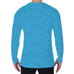 Blue Stethoscope Pattern Print Men's Long Sleeve T-Shirt