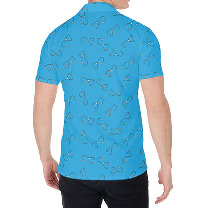 Blue Stethoscope Pattern Print Men's Shirt