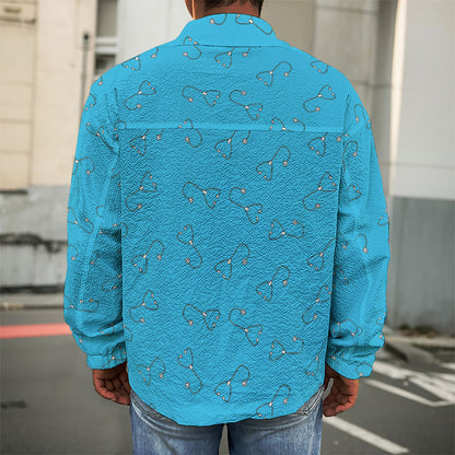 Blue Stethoscope Pattern Print Men's Shirt Jacket