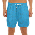 Blue Stethoscope Pattern Print Men's Split Running Shorts