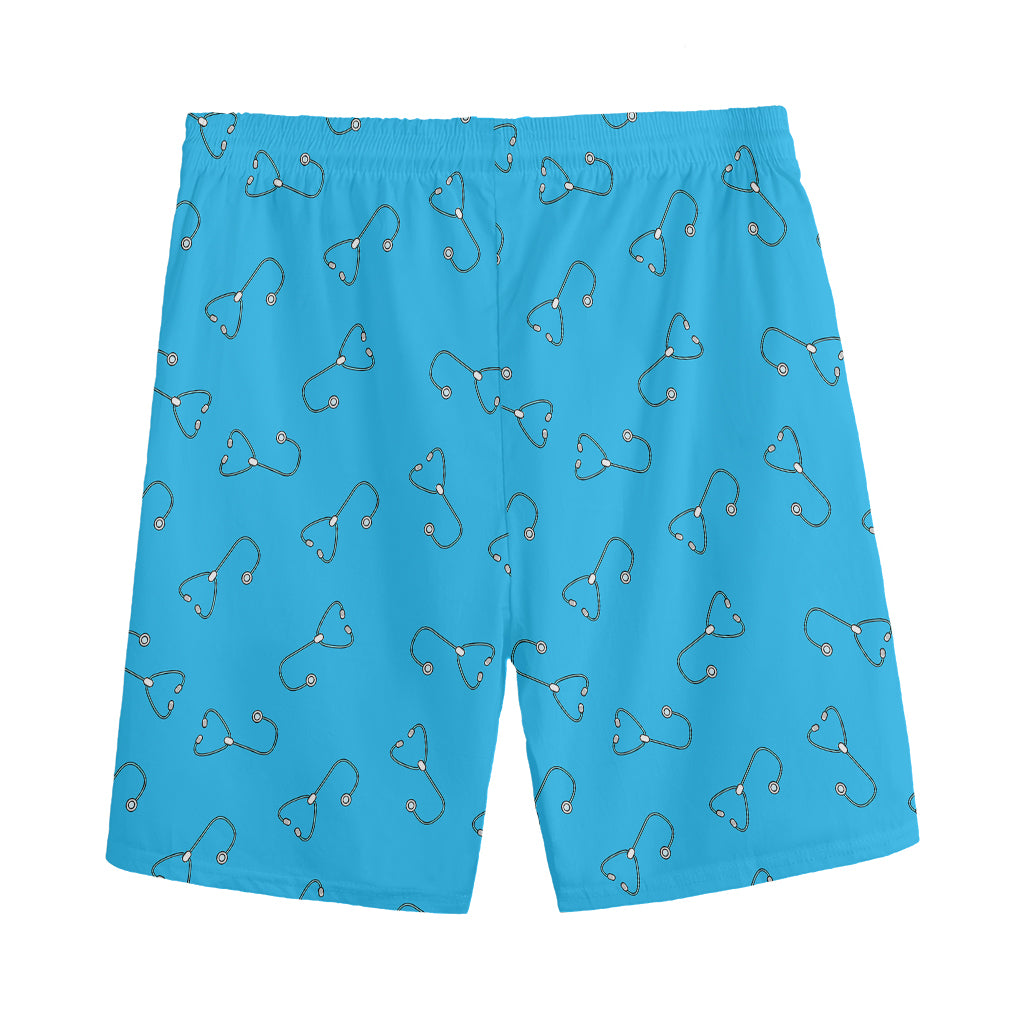 Blue Stethoscope Pattern Print Men's Sports Shorts