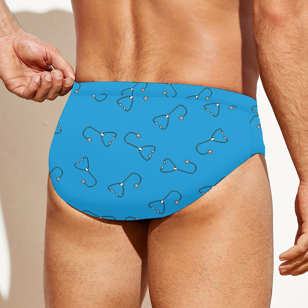 Blue Stethoscope Pattern Print Men's Swim Briefs