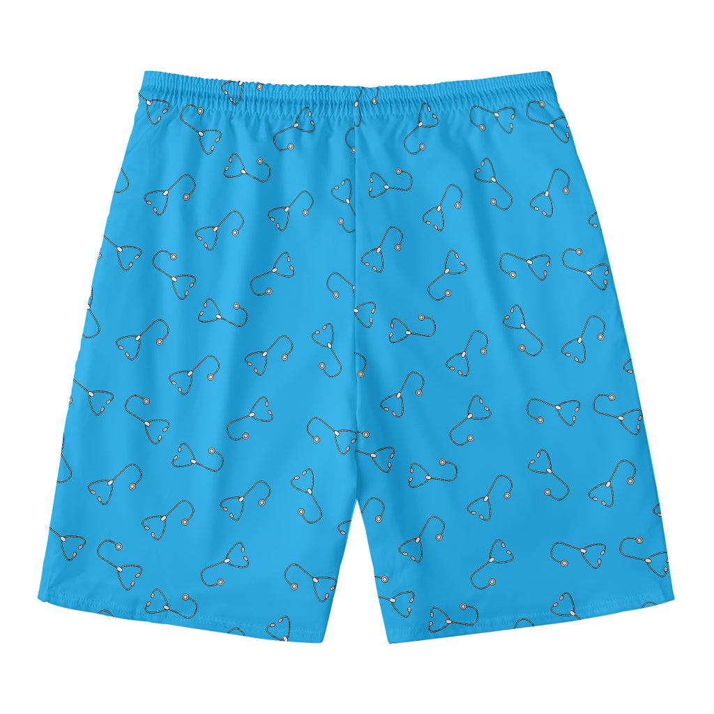 Blue Stethoscope Pattern Print Men's Swim Trunks