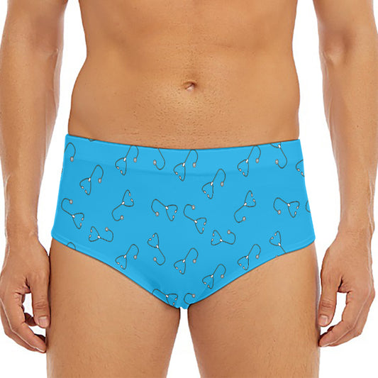 Blue Stethoscope Pattern Print Men's Triangle Swim Briefs