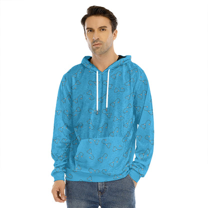 Blue Stethoscope Pattern Print Men's Velvet Pullover Hoodie