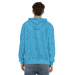 Blue Stethoscope Pattern Print Men's Velvet Pullover Hoodie