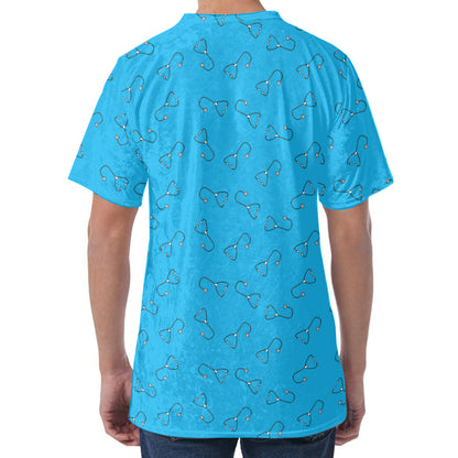 Blue Stethoscope Pattern Print Men's Velvet T-Shirt
