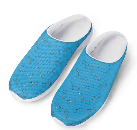 Blue Stethoscope Pattern Print Mesh Casual Shoes