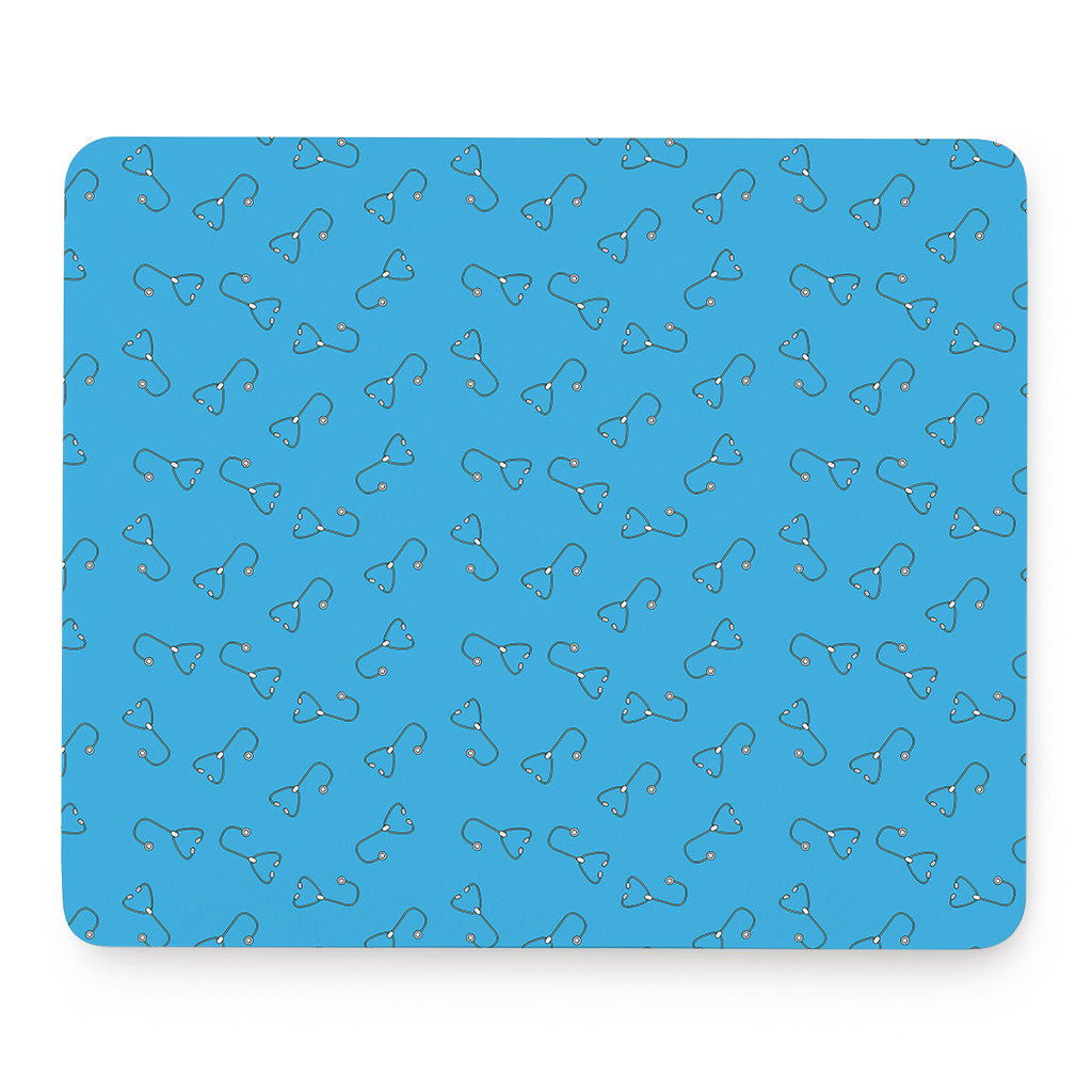 Blue Stethoscope Pattern Print Mouse Pad