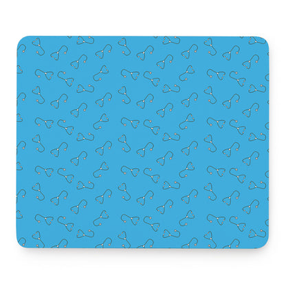 Blue Stethoscope Pattern Print Mouse Pad