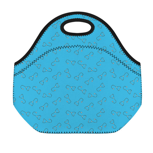 Blue Stethoscope Pattern Print Neoprene Lunch Bag