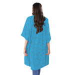 Blue Stethoscope Pattern Print Open Front Beach Cover Up