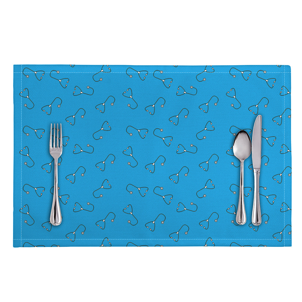 Blue Stethoscope Pattern Print Placemat