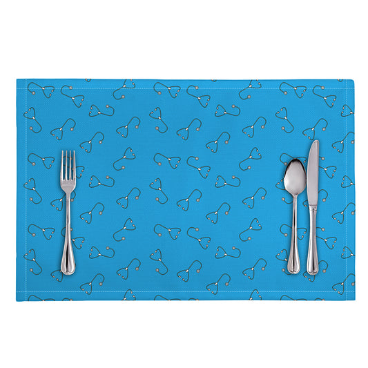 Blue Stethoscope Pattern Print Placemat