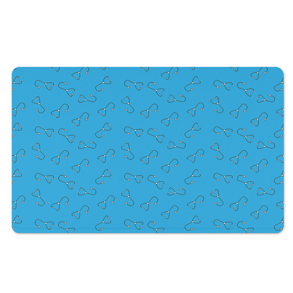 Blue Stethoscope Pattern Print Polyester Doormat