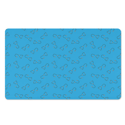 Blue Stethoscope Pattern Print Polyester Doormat