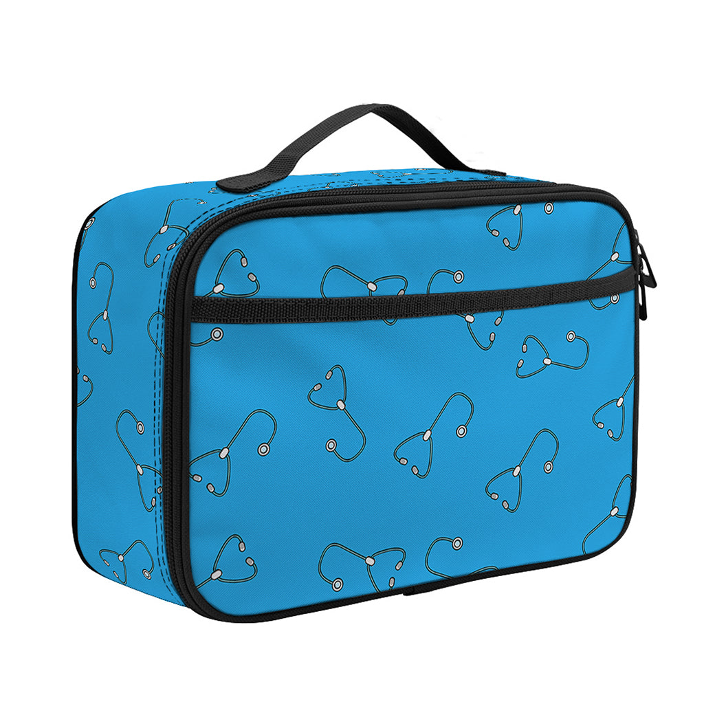 Blue Stethoscope Pattern Print Portable Lunch Bag