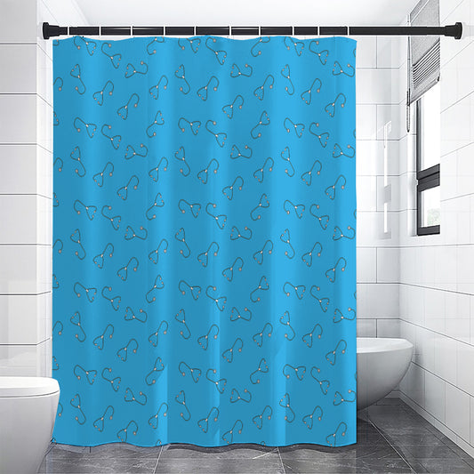 Blue Stethoscope Pattern Print Premium Shower Curtain