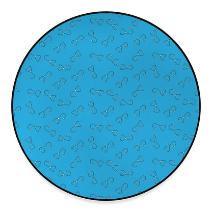 Blue Stethoscope Pattern Print Round Floor Mat