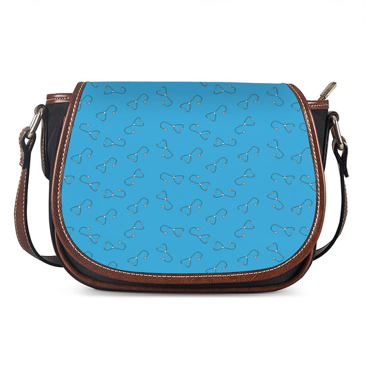 Blue Stethoscope Pattern Print Saddle Bag
