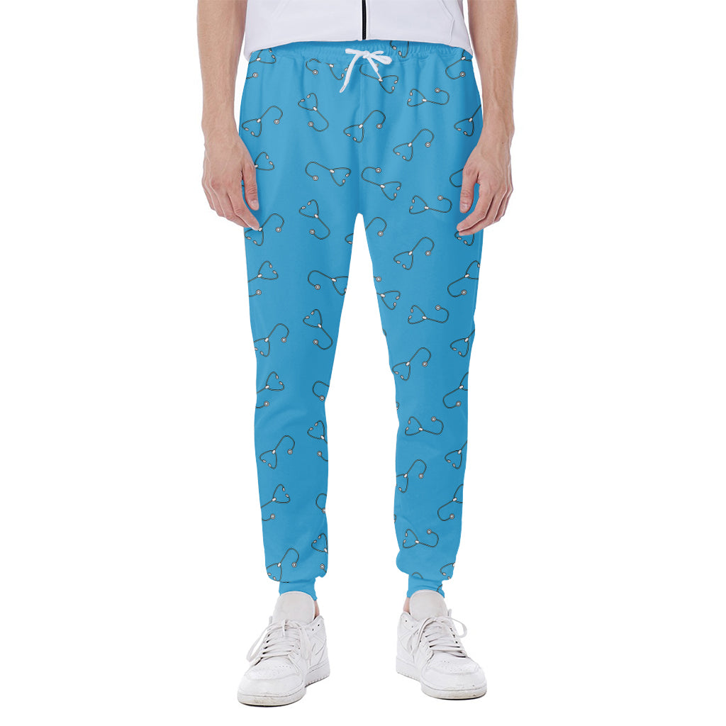 Blue Stethoscope Pattern Print Scuba Joggers