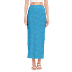 Blue Stethoscope Pattern Print Side Slit Maxi Skirt