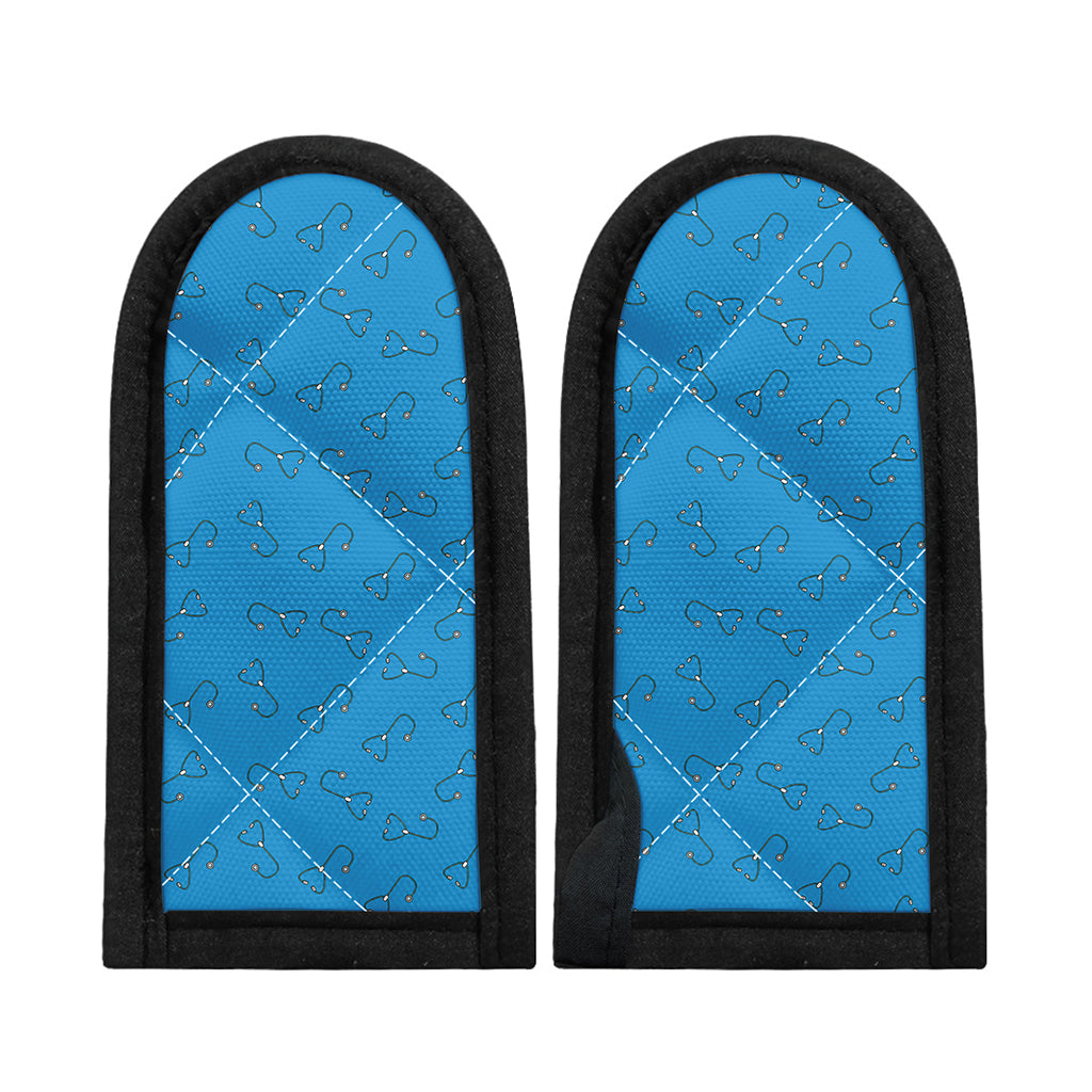 Blue Stethoscope Pattern Print Skillet Handle Cover