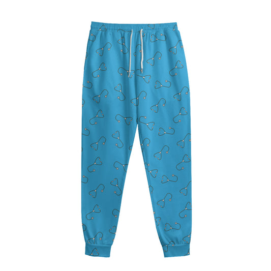 Blue Stethoscope Pattern Print Sweatpants