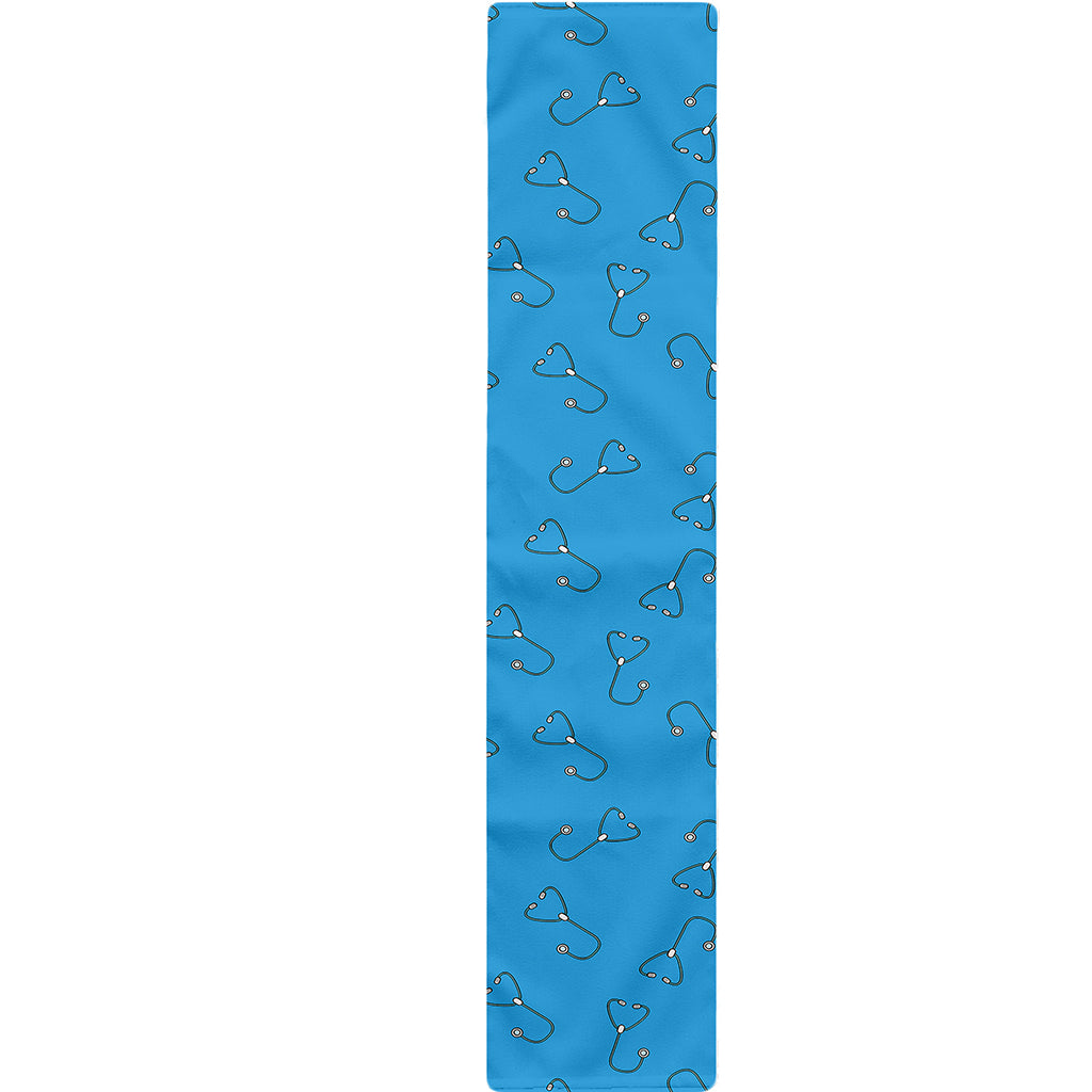 Blue Stethoscope Pattern Print Table Runner
