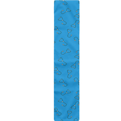 Blue Stethoscope Pattern Print Table Runner