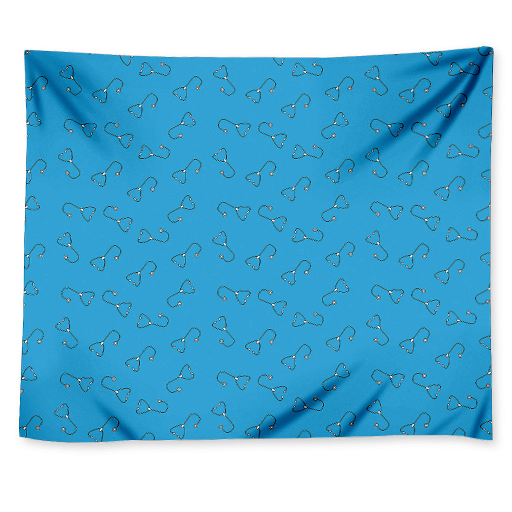 Blue Stethoscope Pattern Print Tapestry