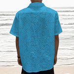 Blue Stethoscope Pattern Print Textured Short Sleeve Shirt