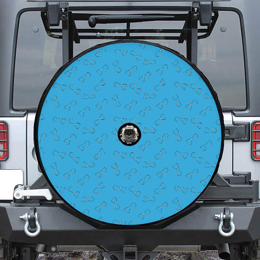 Blue Stethoscope Pattern Print Tire Cover With Camera Hole