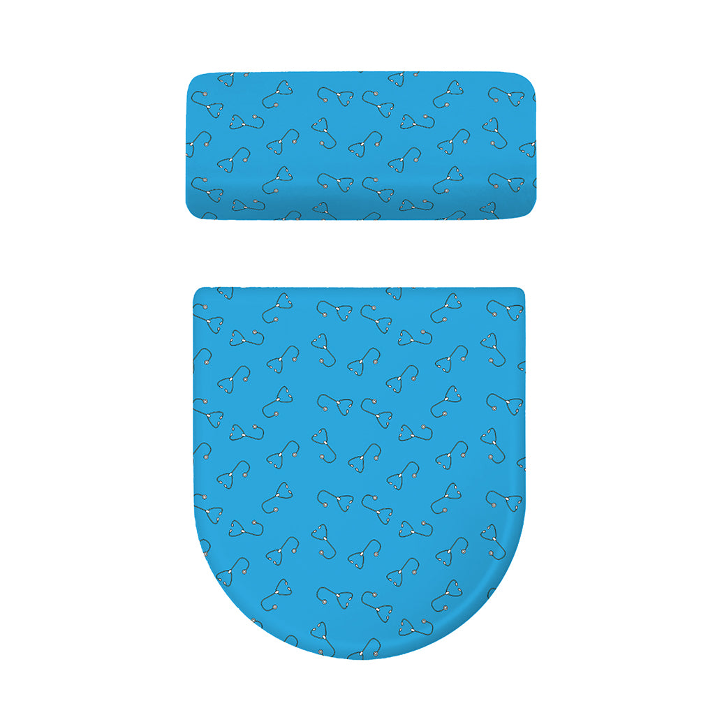 Blue Stethoscope Pattern Print Toilet Lid And Tank Cover Set