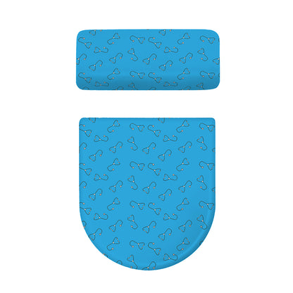 Blue Stethoscope Pattern Print Toilet Lid And Tank Cover Set