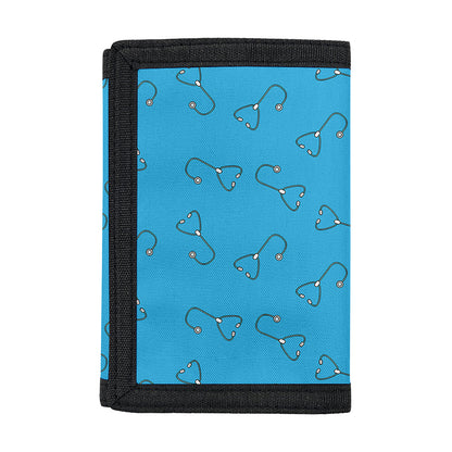 Blue Stethoscope Pattern Print Trifold Wallet