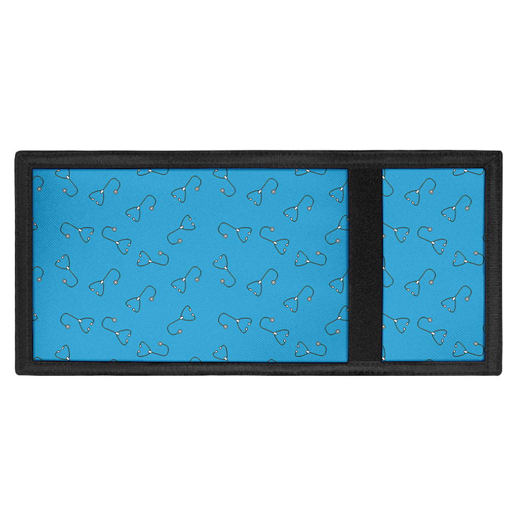 Blue Stethoscope Pattern Print Trifold Wallet