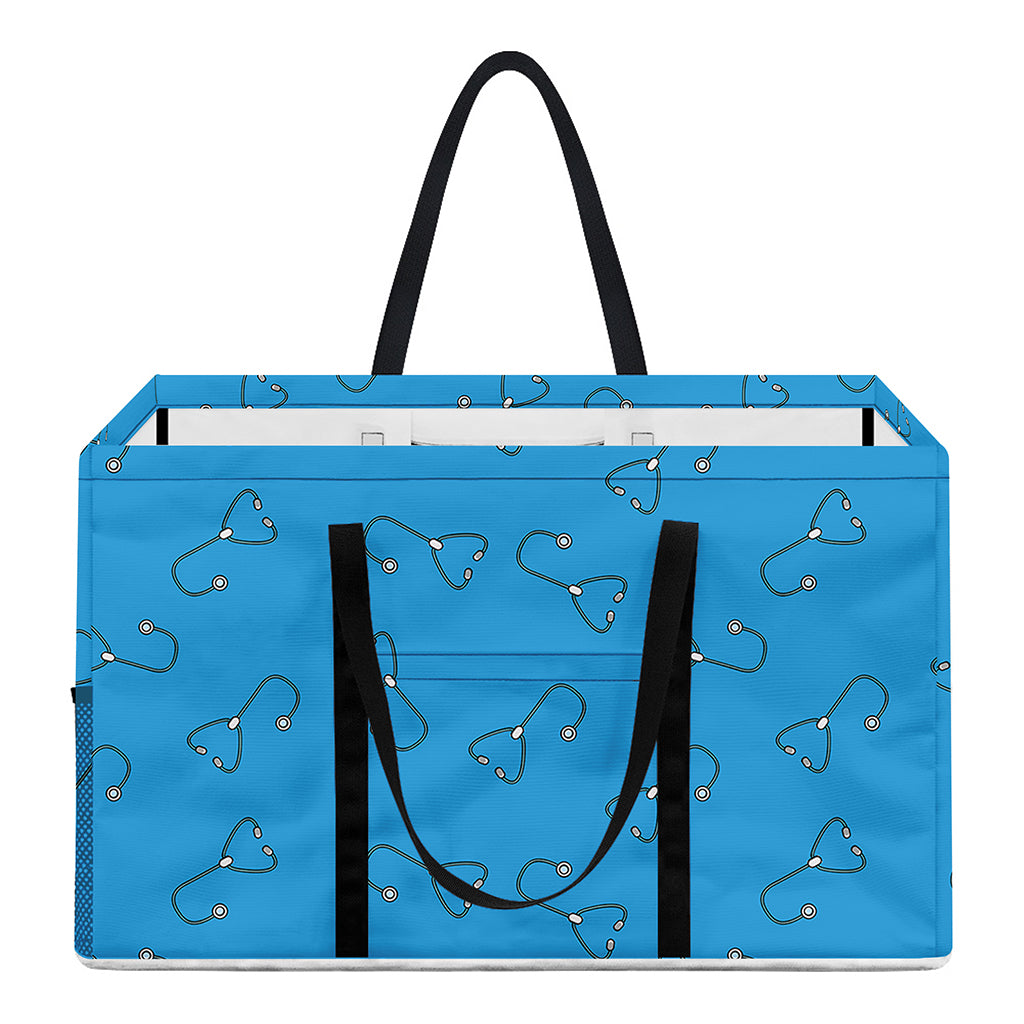 Blue Stethoscope Pattern Print Utility Tote Bag