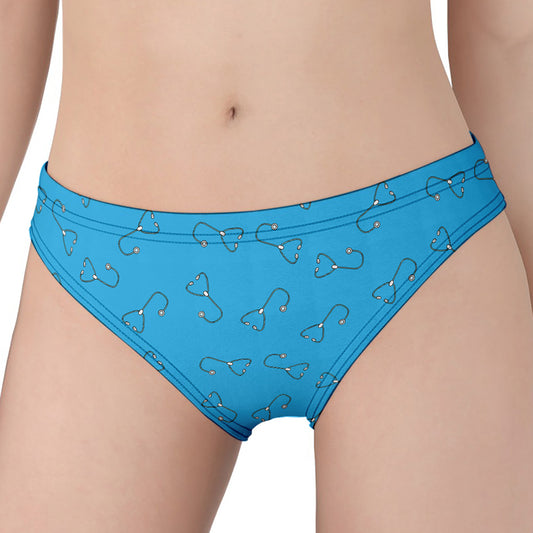 Blue Stethoscope Pattern Print Women's Panties