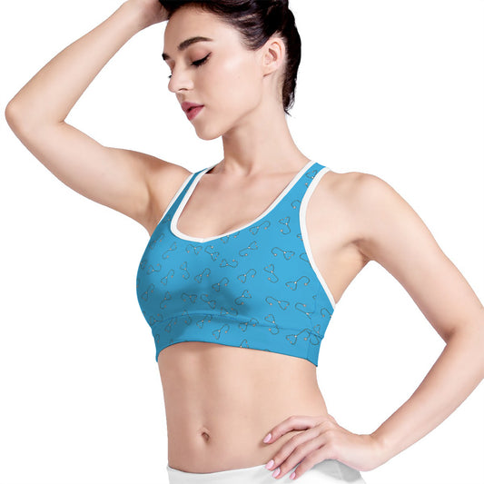 Blue Stethoscope Pattern Print Women's Sports Bra