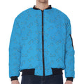 Blue Stethoscope Pattern Print Zip Sleeve Bomber Jacket