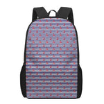 Blue Striped Nautical Anchor Print 17 Inch Backpack