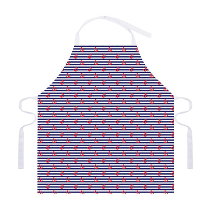 Blue Striped Nautical Anchor Print Adjustable Apron