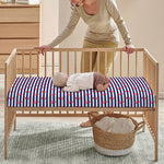 Blue Striped Nautical Anchor Print Baby Crib Sheet