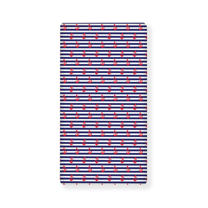 Blue Striped Nautical Anchor Print Baby Crib Sheet
