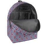 Blue Striped Nautical Anchor Print Backpack