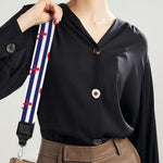 Blue Striped Nautical Anchor Print Bag Strap